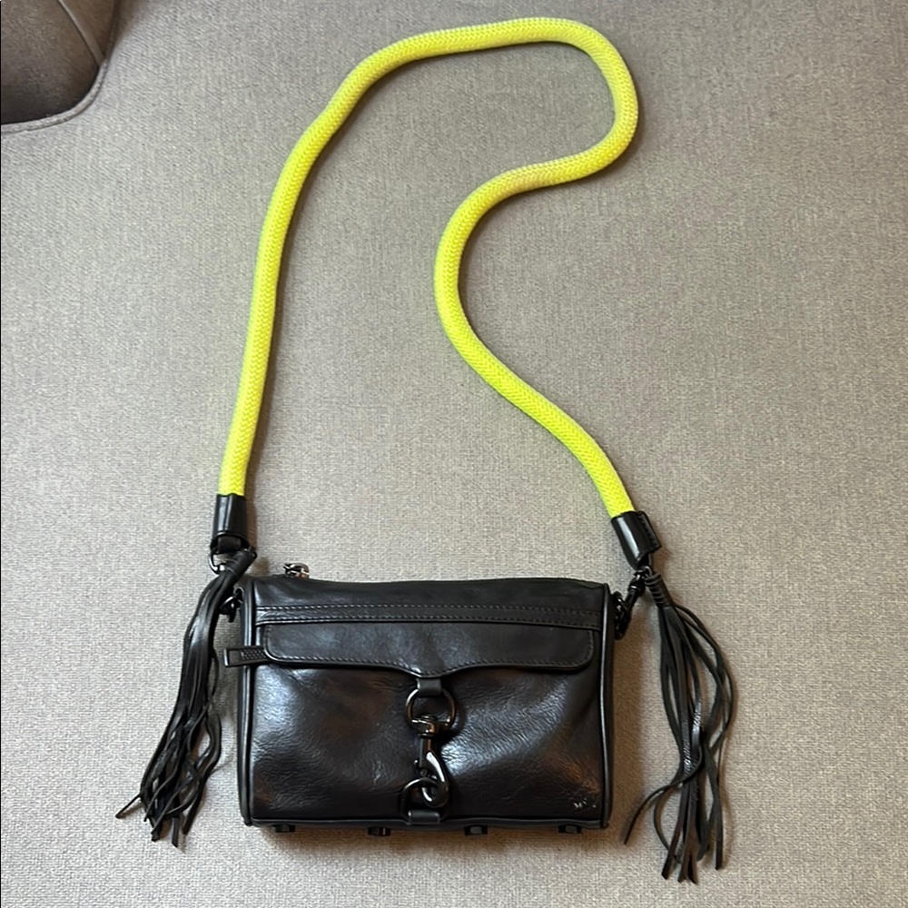 Rebecca Minkoff Black and Yellow Crossbody Bag with Tassels